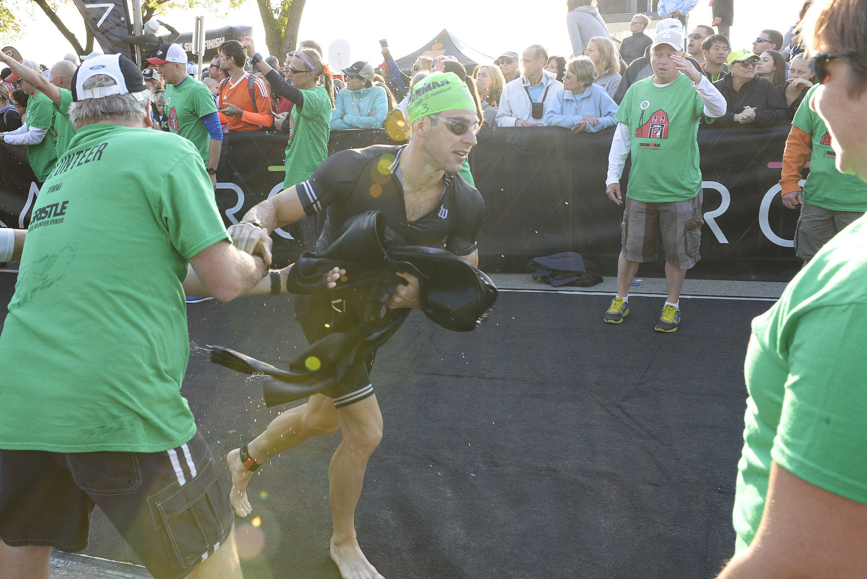 IRONMAN volunteers help swimmers